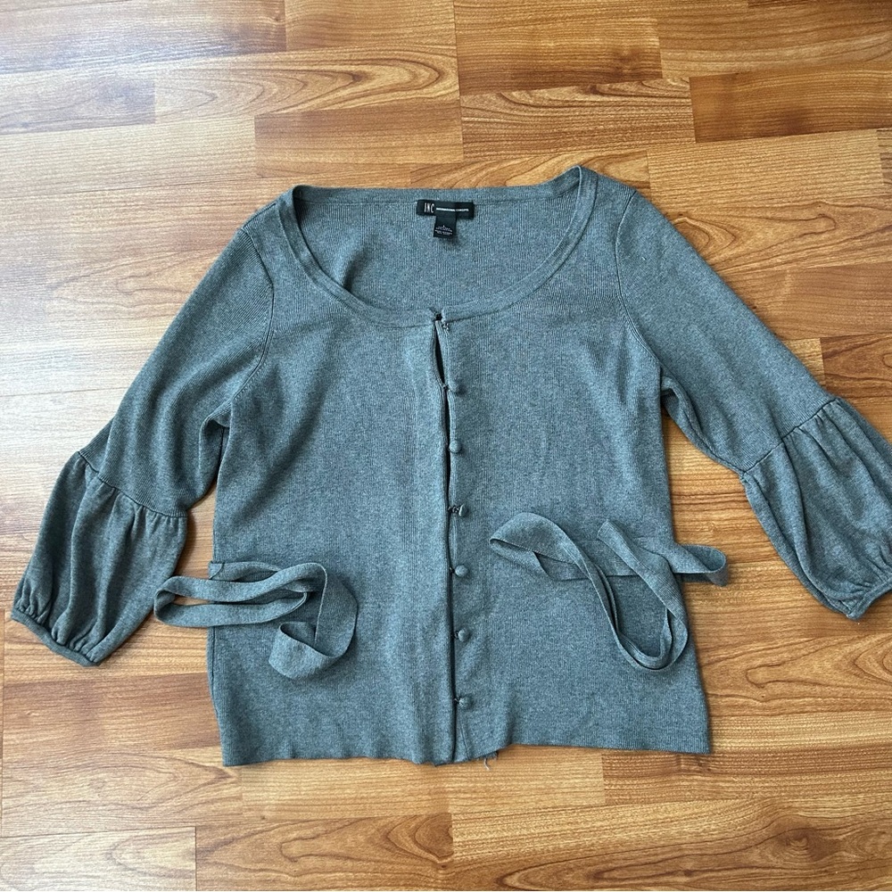 INC International Concepts Gray Knit Cardigan Sweater